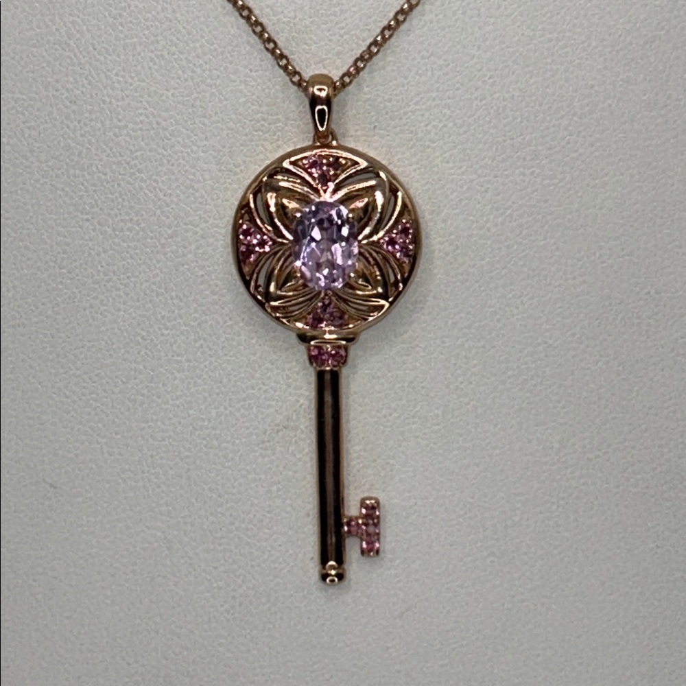 NYC 11 Rose Gold Plated Sterling Silver Genuine Amethyst Gemstone Necklace